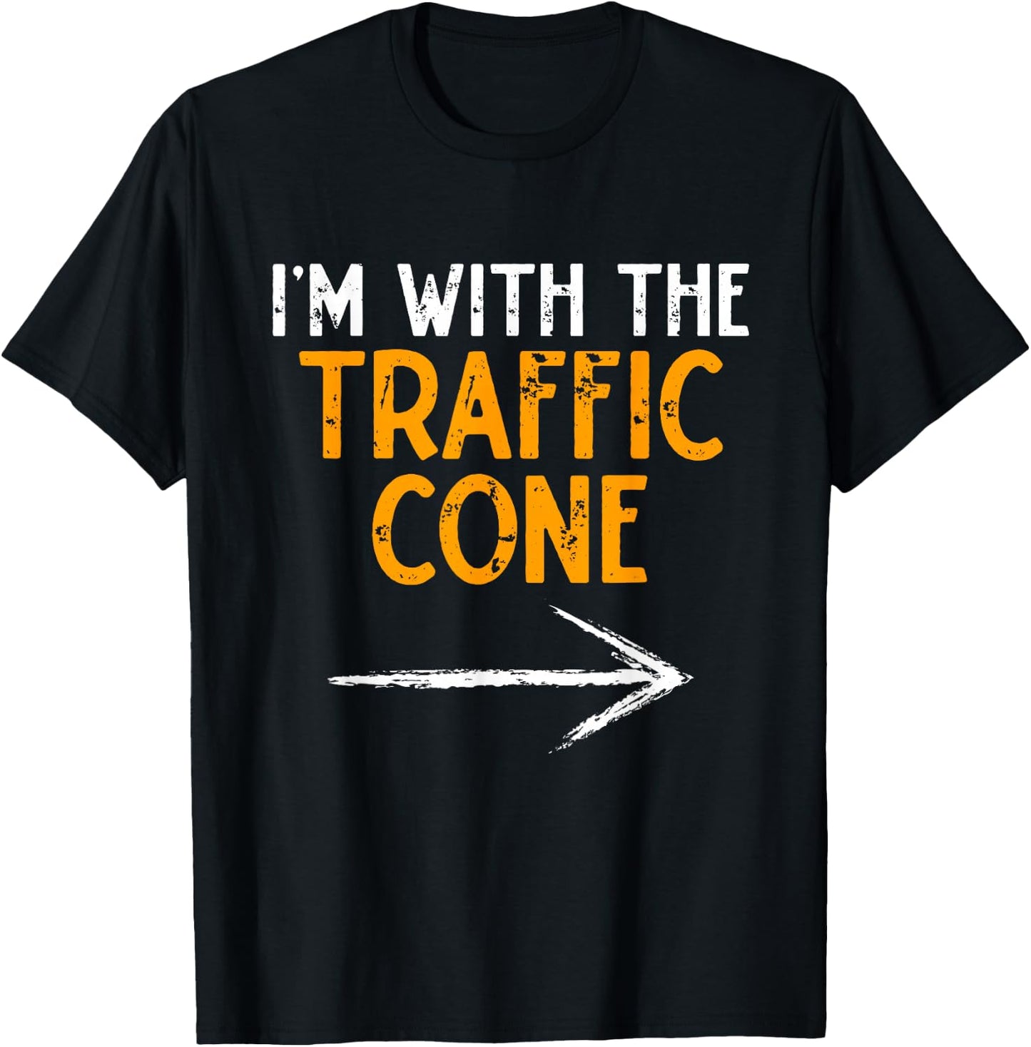 I'm With The Traffic Cone Costume Halloween Couple Matching T-Shirt - T-Shirt | Black