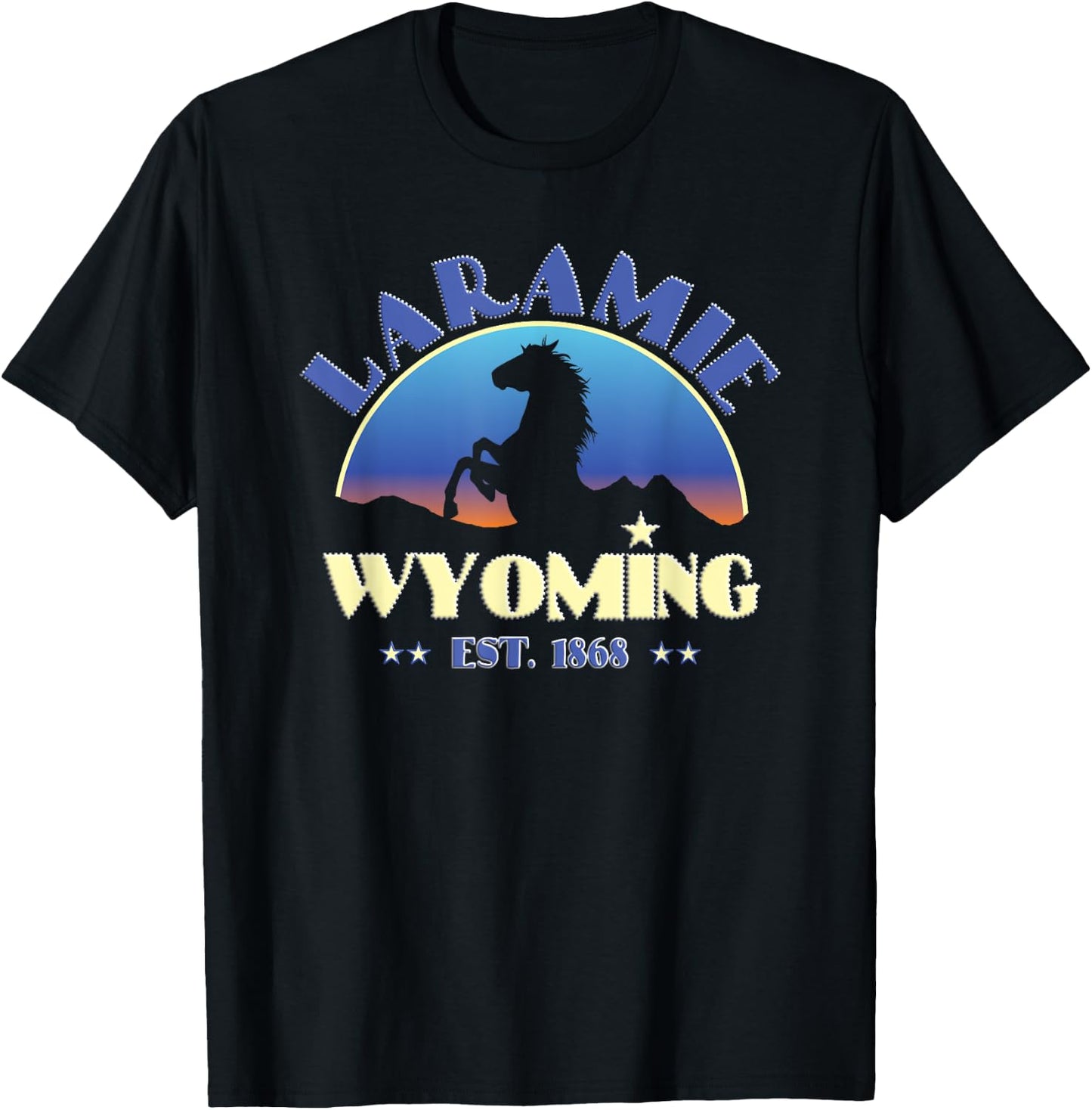 Laramie Wyoming WY Wild Horse T-Shirt - T-Shirt | Black