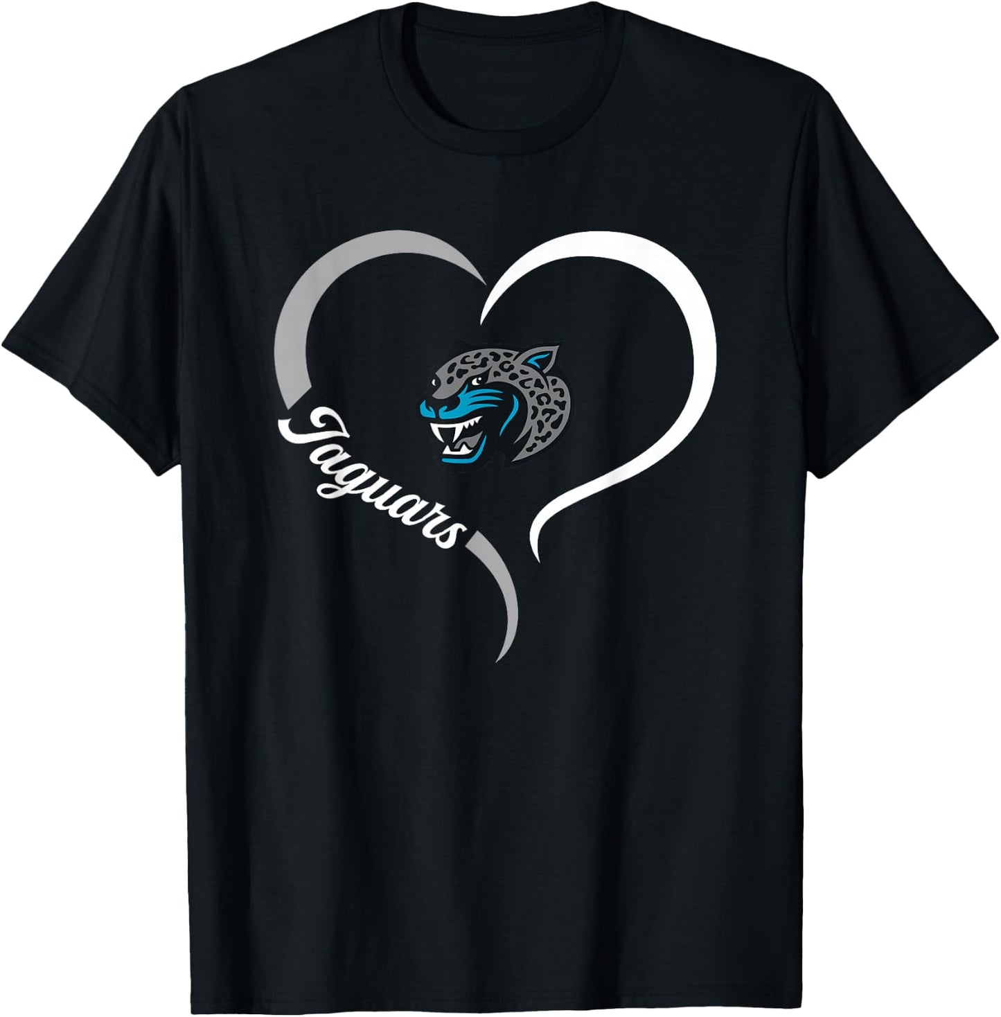 Seckinger Jaguars Logo Half Heart Slogan HS T-Shirt - T-Shirt | Black