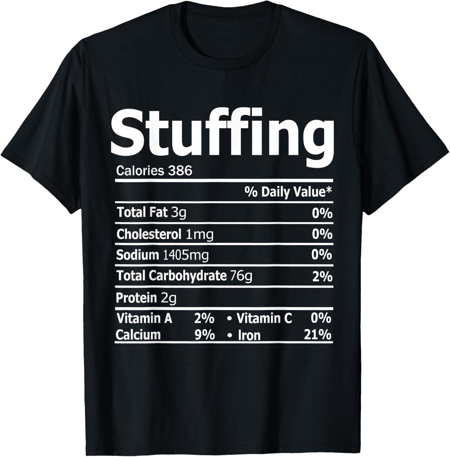 Stuffing Nutrition Facts Thanksgiving Dinner Nutrition Facts T-Shirt - T-Shirt | Black