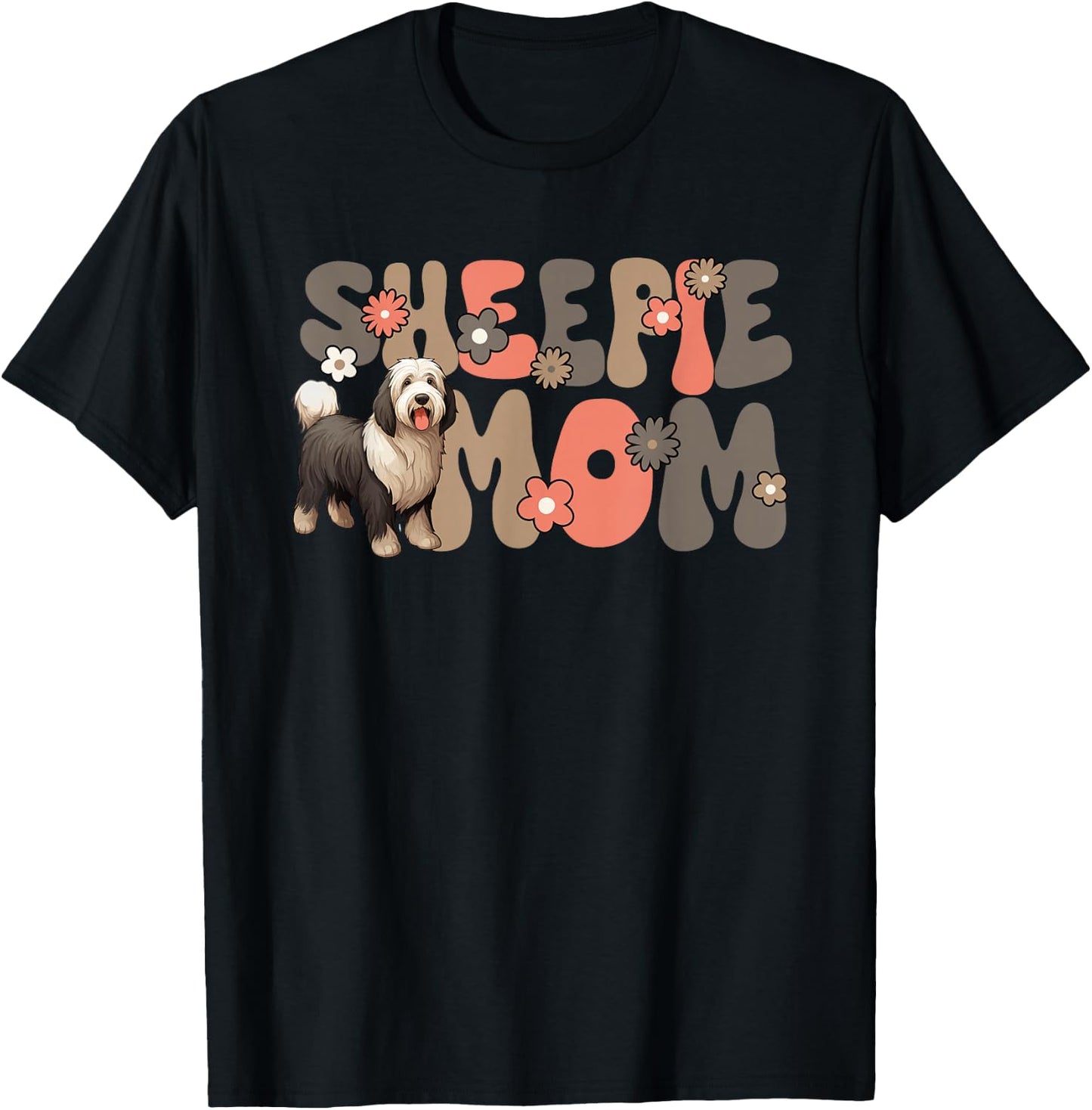 Old English Sheepdog Groovy World's Best Sheepie Mom T-Shirt - T-Shirt | Black