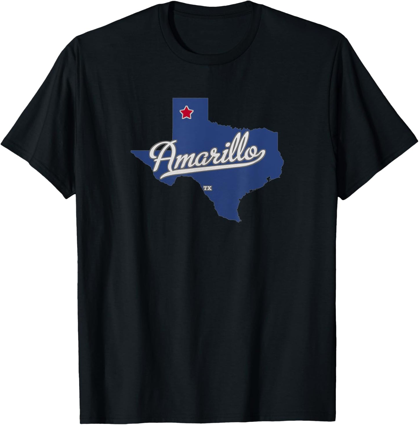 Amarillo Texas TX Map T-Shirt - T-Shirt | Black