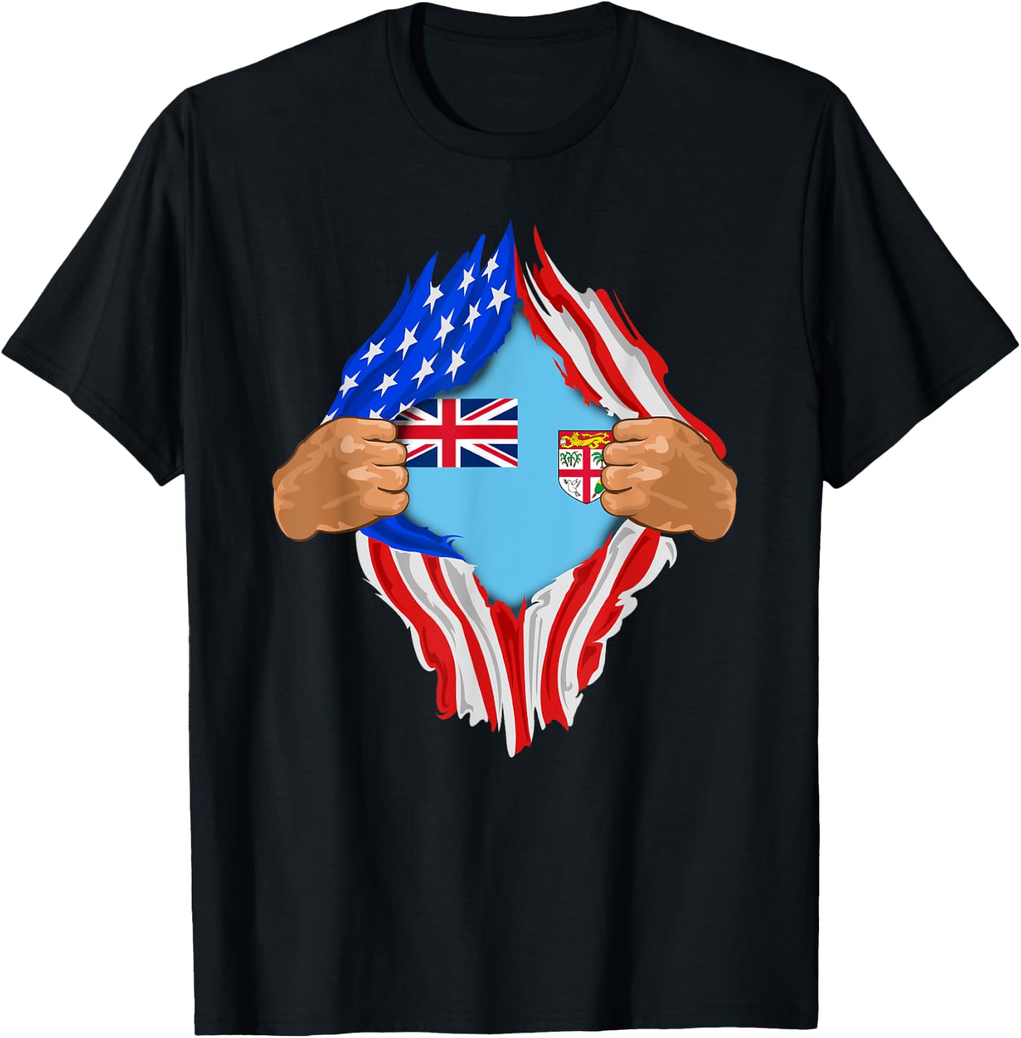 Fijian Blood Inside Me | Fiji Flag Gift T-Shirt - T-Shirt | Black