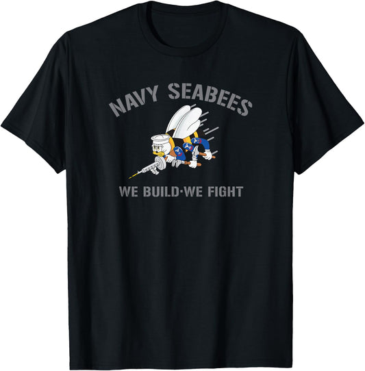 Navy Seabees WE Build - WE Fight T-Shirt - T-Shirt | Black