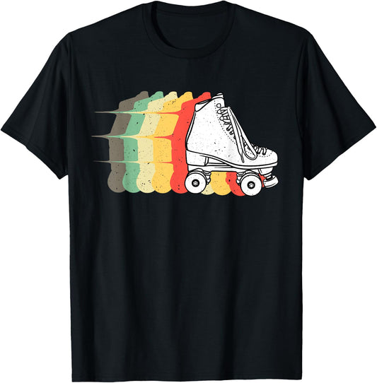 Retro Roller Skates 70s 80s Rollerblade Disco Shoes Vintage , black T-Shirt - T-Shirt | Black