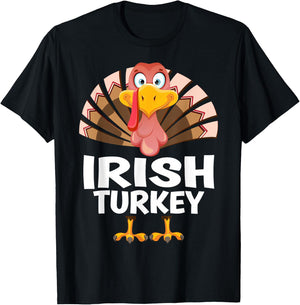Thanksgiving Irish Turkey Matching Pajama T-Shirt - T-Shirt | Black