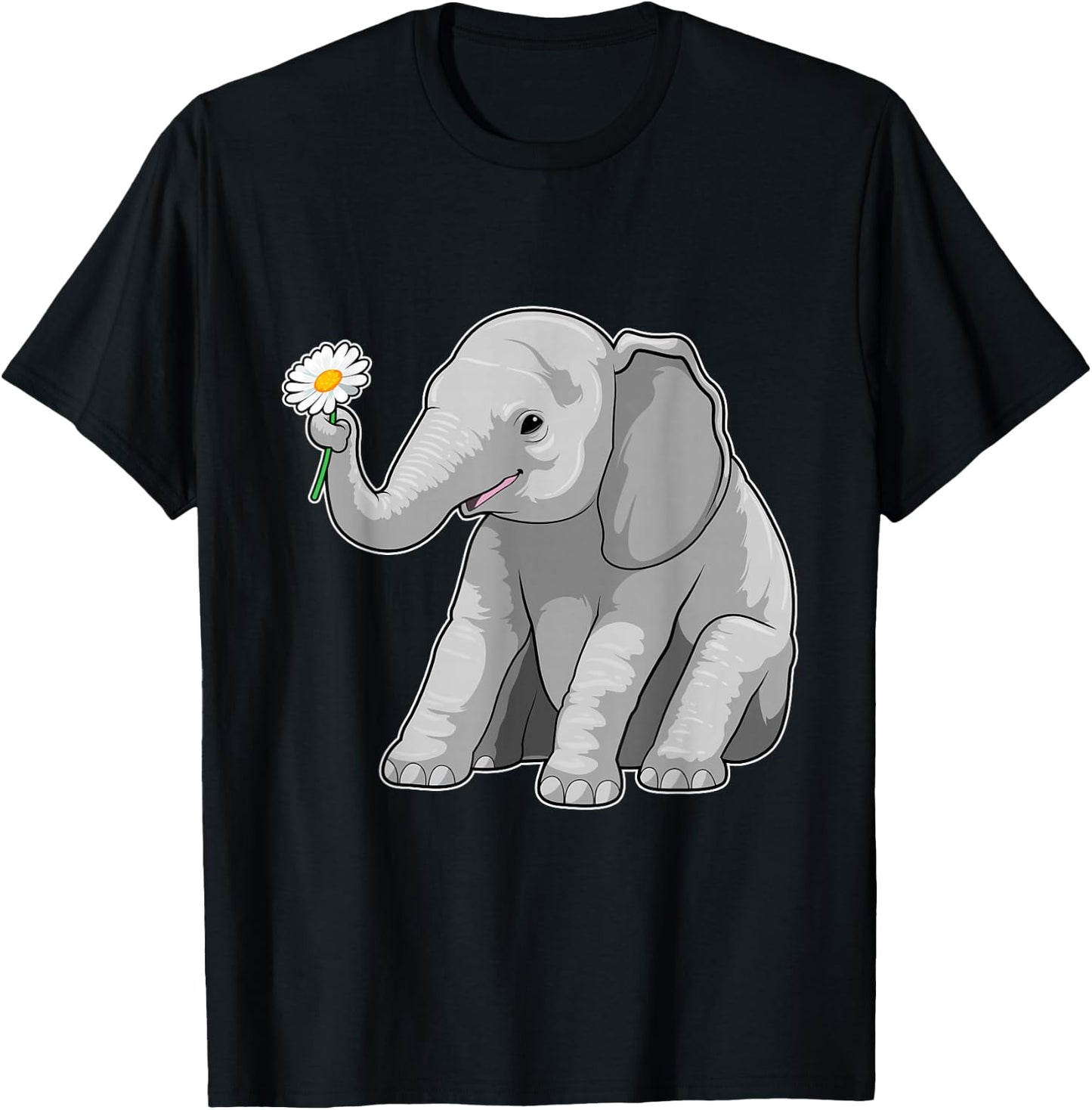 Elephant Daisy T-Shirt - T-Shirt | Black