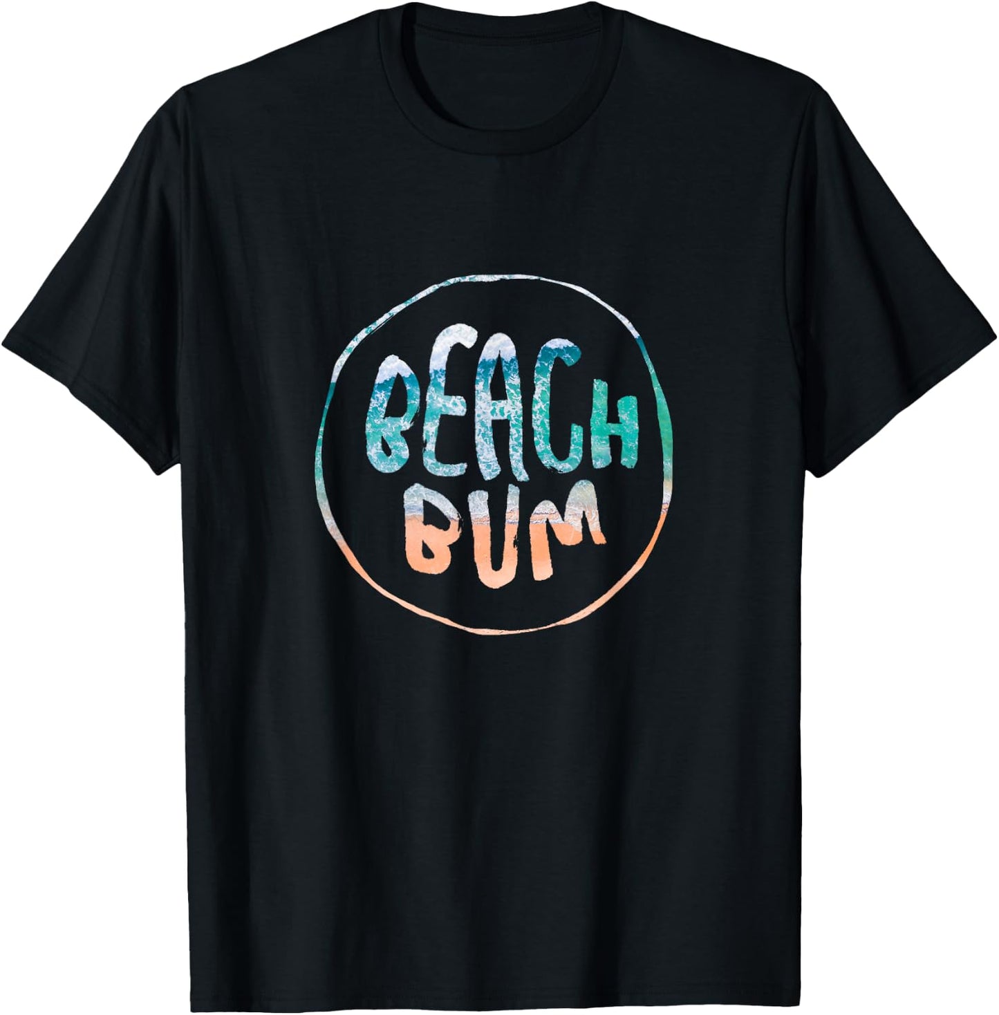 Beach Bum Summer Sandy Ocean Vibes and Waves Surfing T-Shirt - T-Shirt | Black