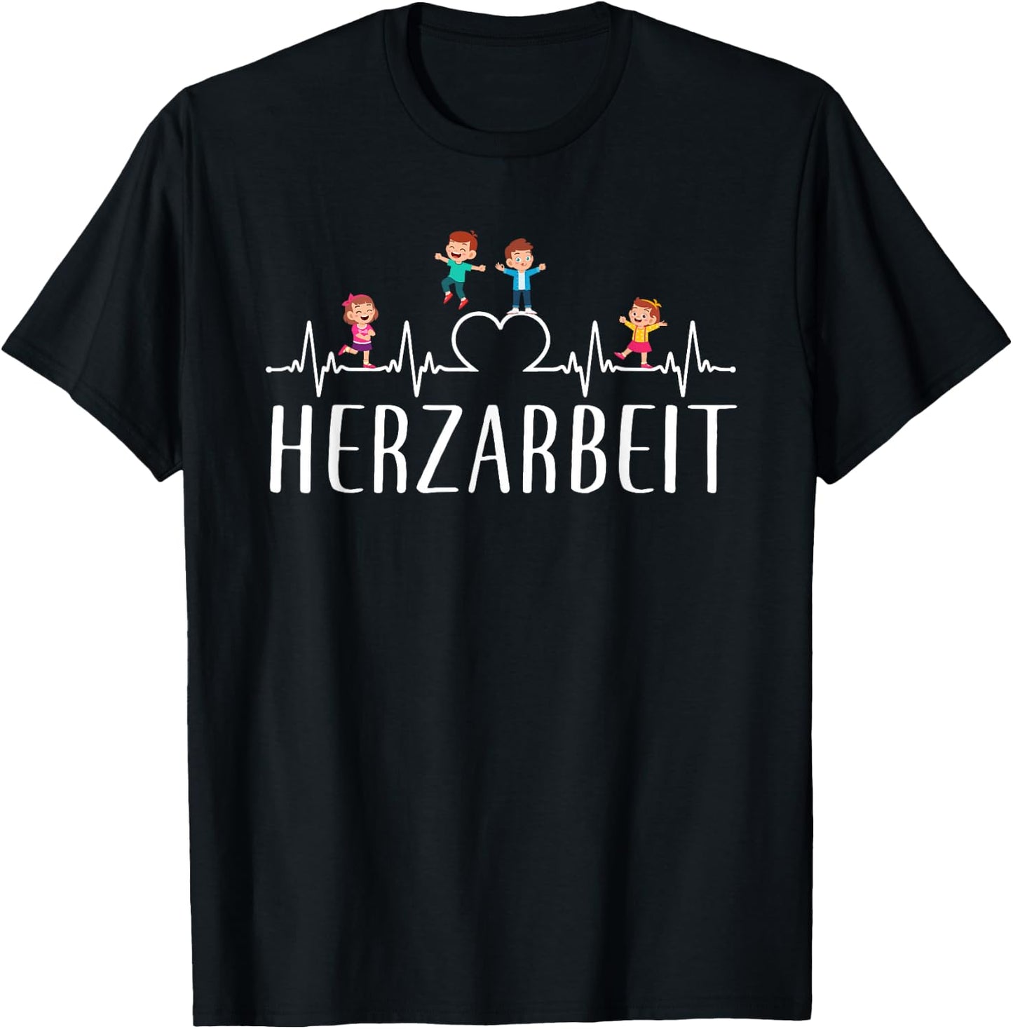 Herzarbeit with German Text "Erehrin Kindergarten Design [German Language], black T-Shirt - T-Shirt | Black