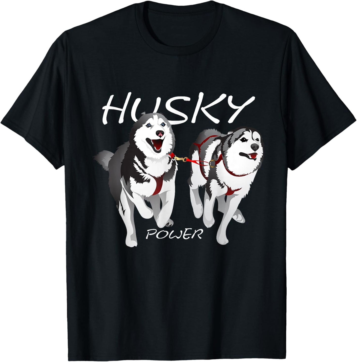 Siberian Husky Power Awesome Cute Husky T-Shirt - T-Shirt | Black
