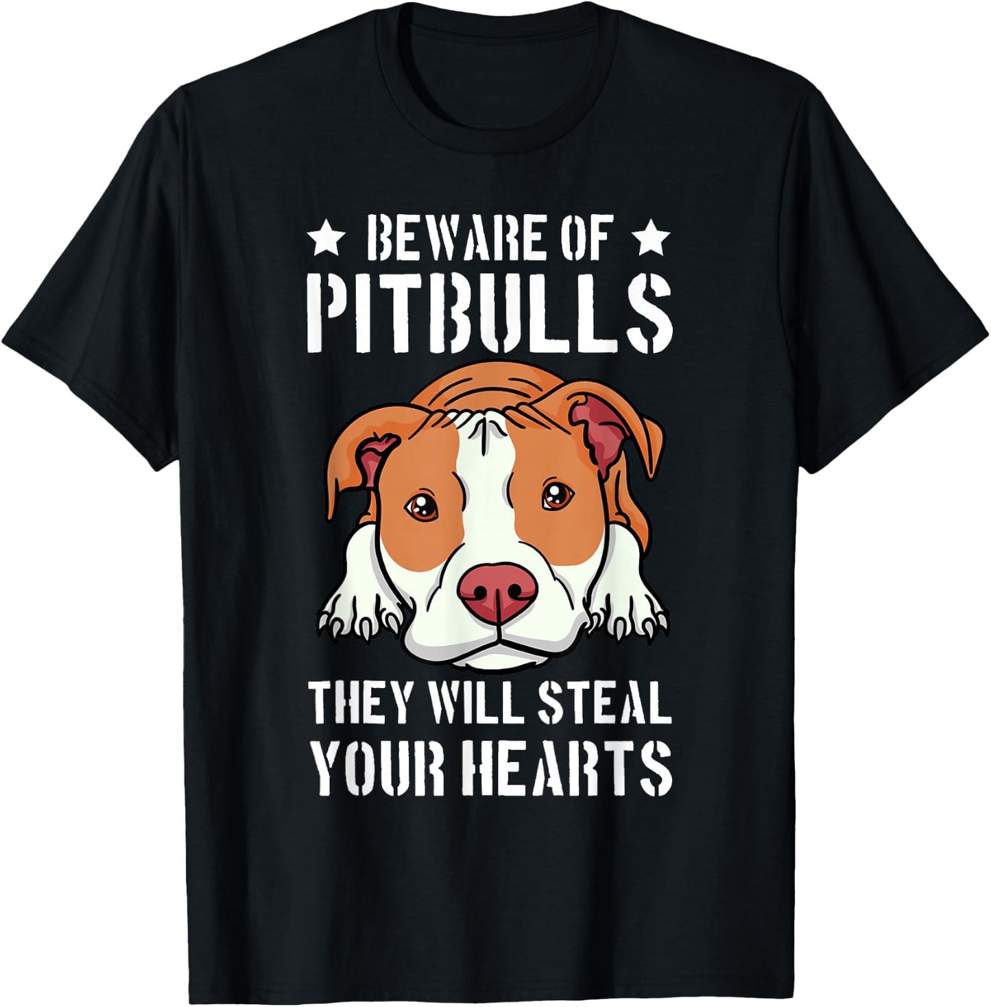 Beware Of Pitbull They Will Still Your Heart Pit Bull Pibble T-Shirt - T-Shirt | Black