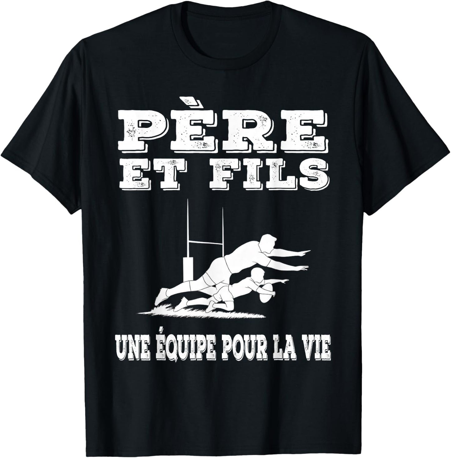 Father and Son Rugby Dad Rugbyman Fathers Day T-Shirt - T-Shirt | Black