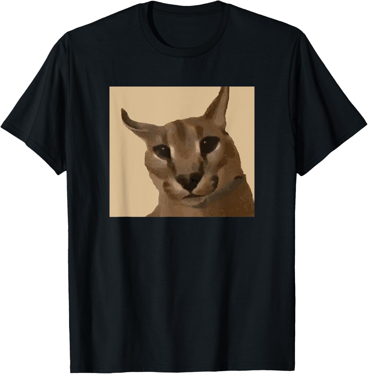 Big Floppa Meme Cat T-Shirt - T-Shirt | Black