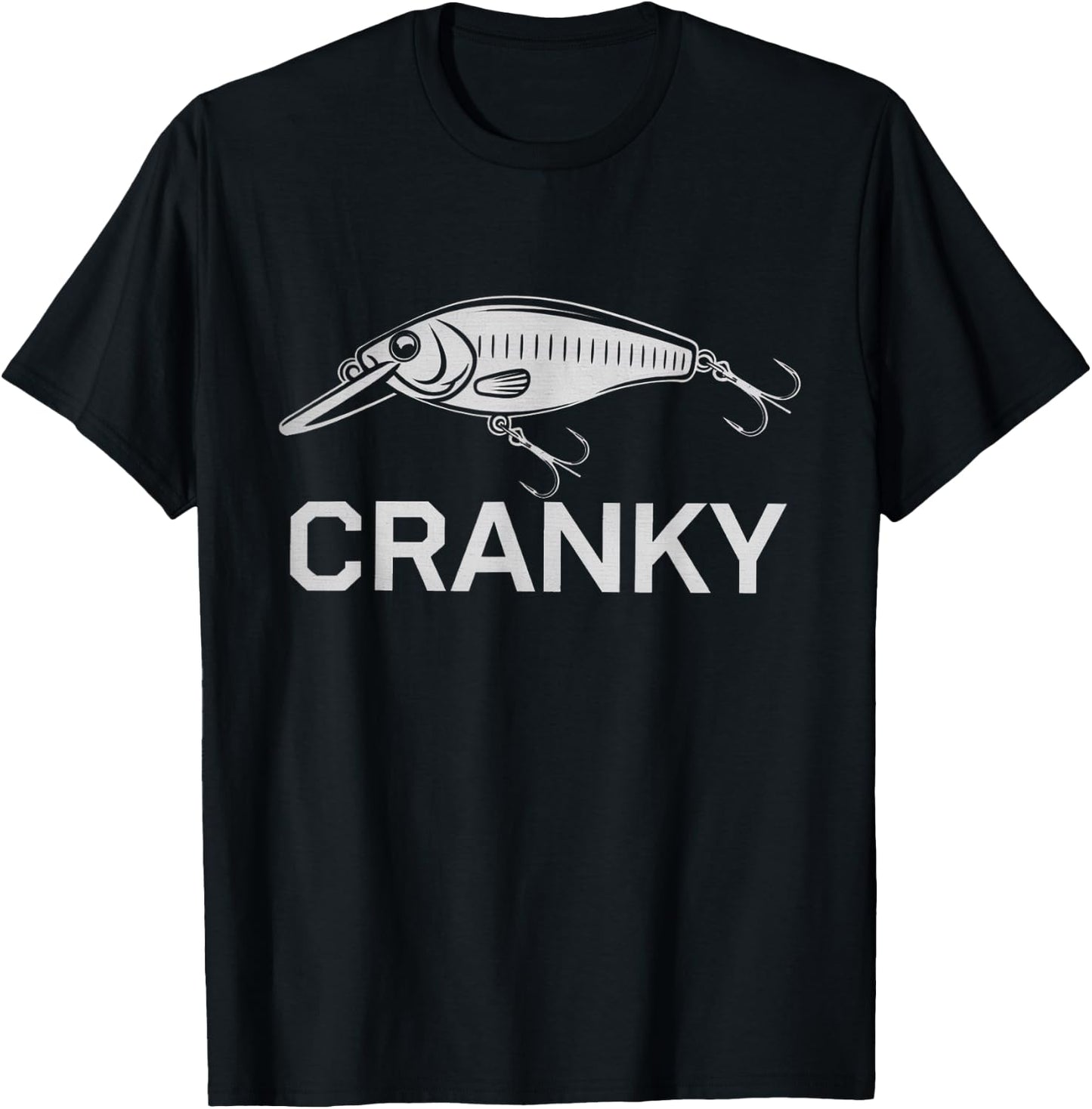 Funny Cranky Crankbait Fishing Lure Reel Pun Fishermen T-Shirt - T-Shirt | Black