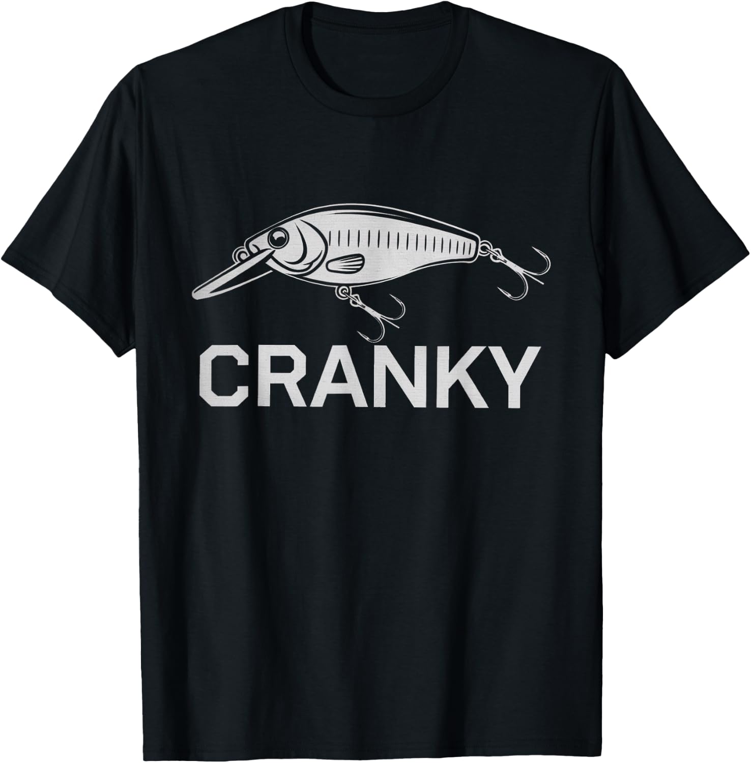Funny Cranky Crankbait Fishing Lure Reel Pun Fishermen T-Shirt - T-Shirt | Black