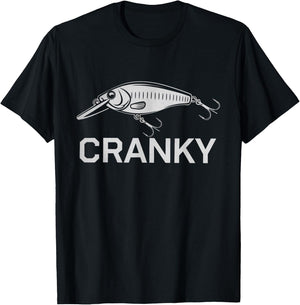Funny Cranky Crankbait Fishing Lure Reel Pun Fishermen T-Shirt - T-Shirt | Black