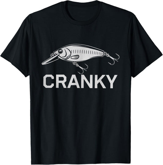 Funny Cranky Crankbait Fishing Lure Reel Pun Fishermen T-Shirt - T-Shirt | Black
