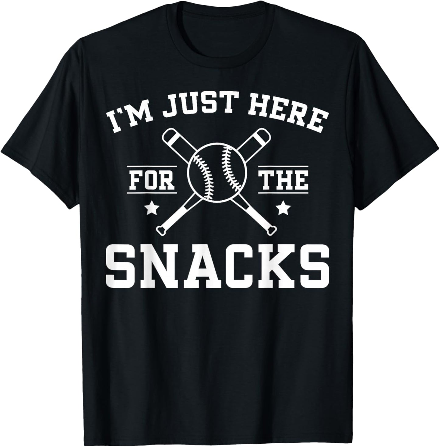 I'm Just Here For The Snacks Funny Retro Baseball T-Shirt - T-Shirt | Black