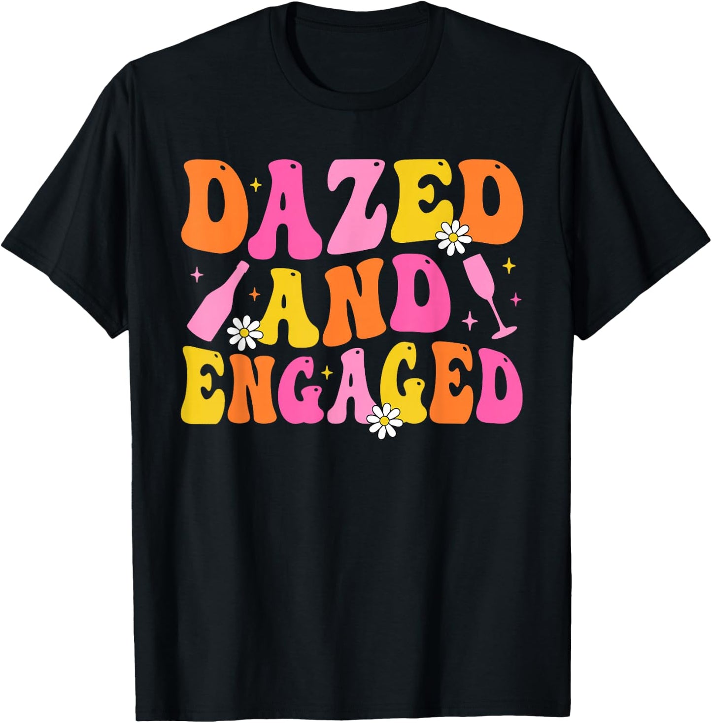 Dazed & Engaged Groovy Team Bride Bachelorette Party T-Shirt - T-Shirt | Black