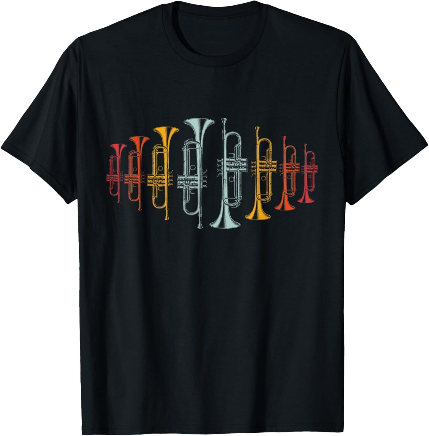 Trumpeter Gift Retro Jazz Music Trumpet T-Shirt - T-Shirt | Black