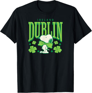 Peanuts - Snoopy St. Patrick's Day Dublin Ireland T-Shirt - T-Shirt | Black