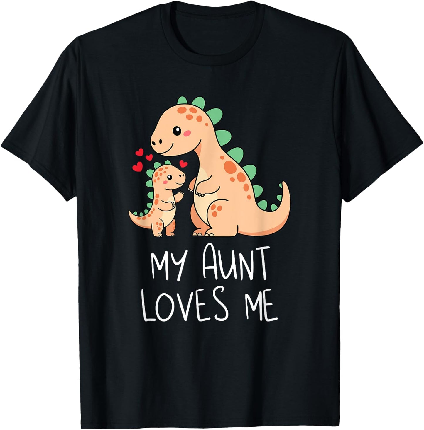 Baby Dino and Grandma My Aunt Loves Me Funny Dinosaur T-Shirt - T-Shirt | Black