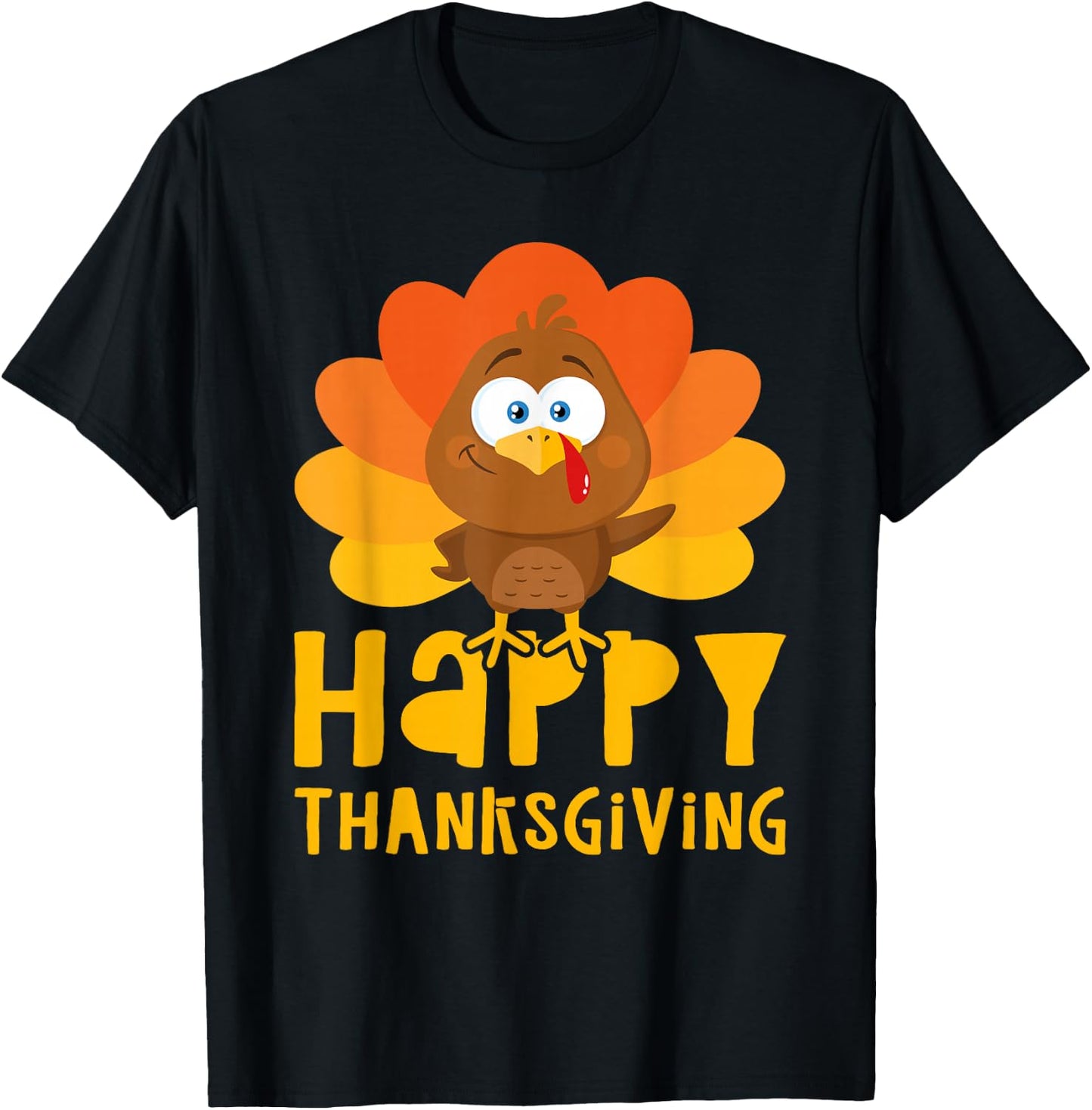 Happy Thanksgiving Shirt Men Women Kids Family Turkey Day T-Shirt - T-Shirt | Black