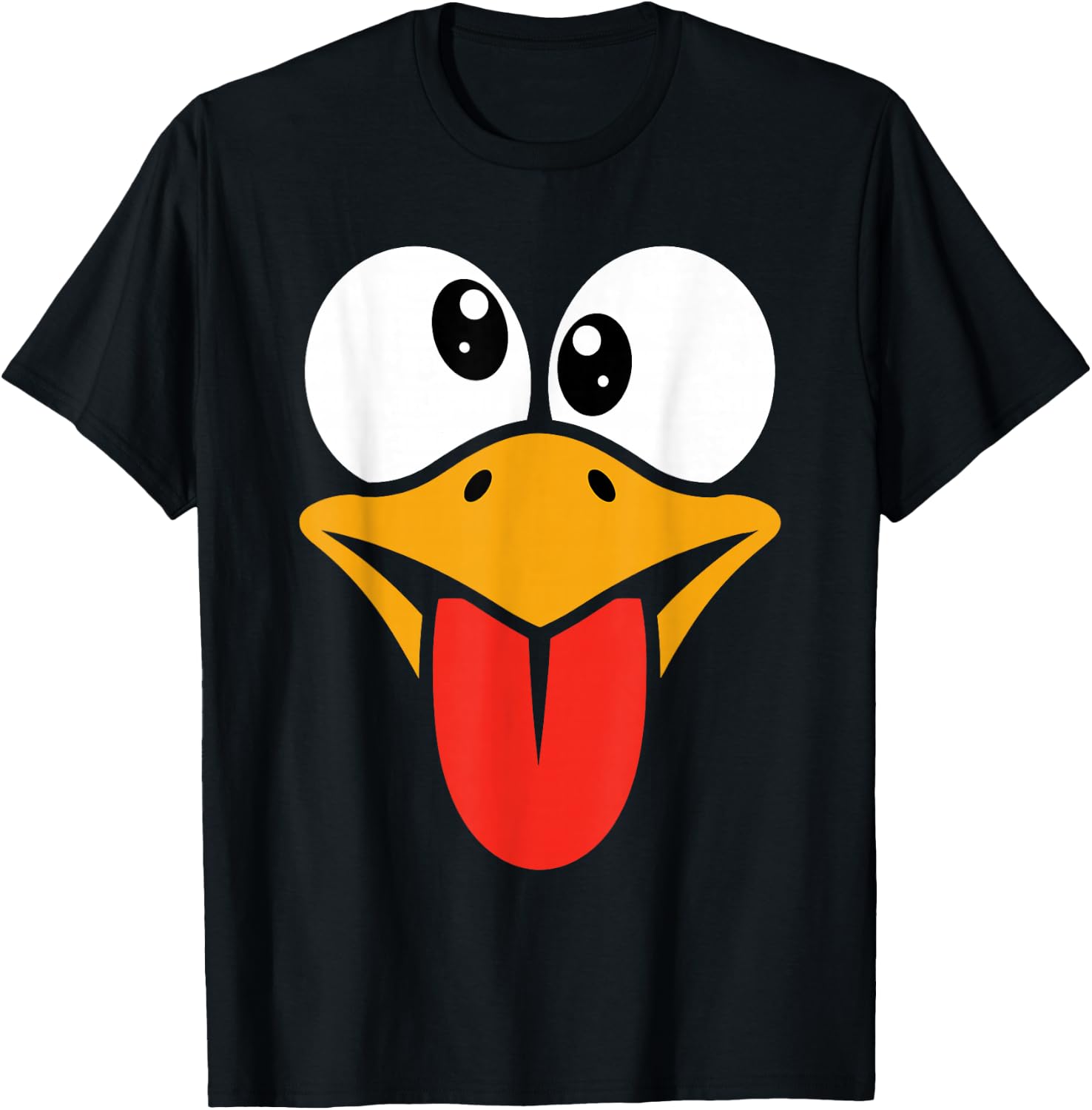 Funny Silly Turkey Face Happy Turkey Day Thanksgiving T-Shirt - T-Shirt | Black