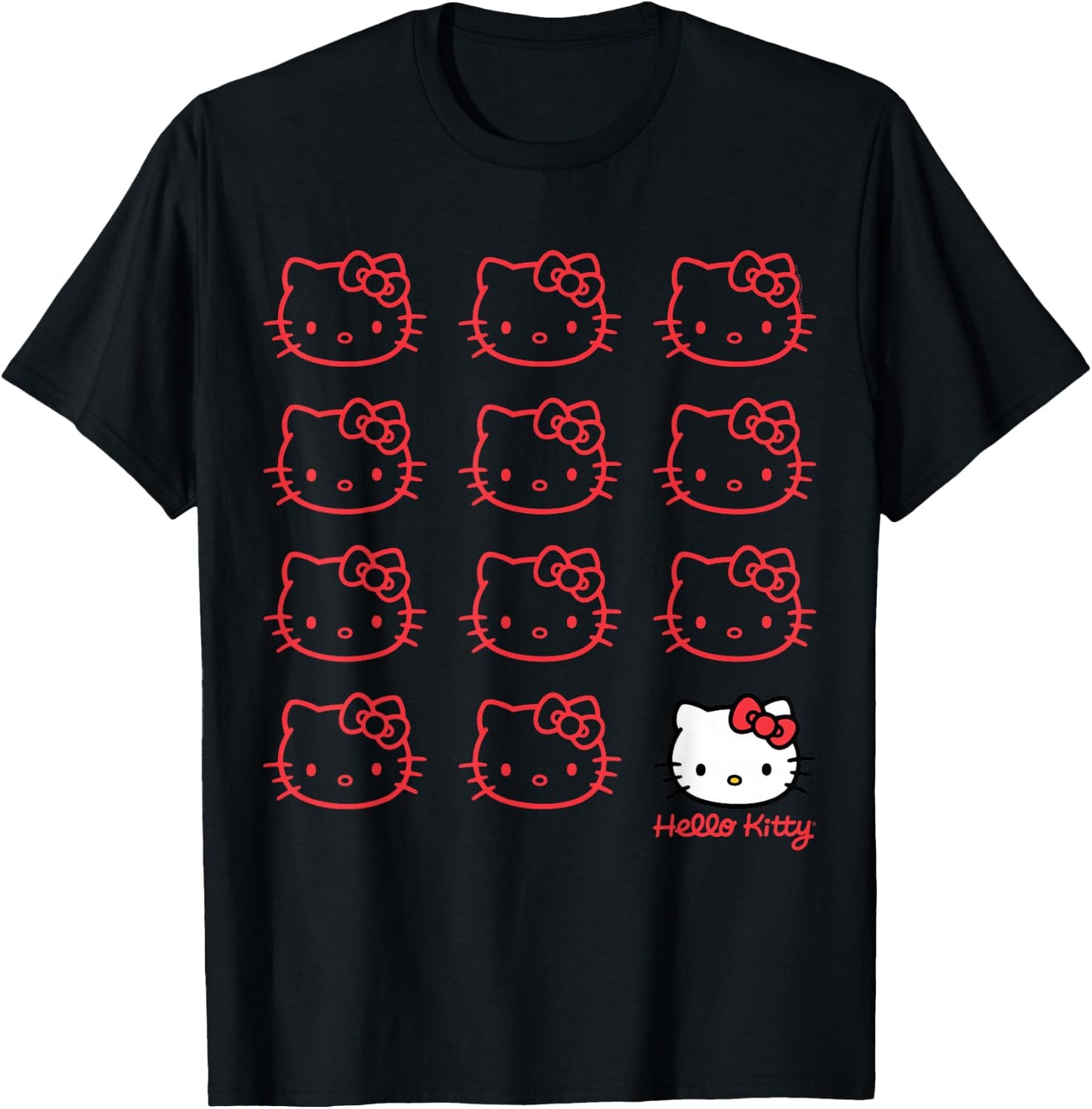 Hello Kitty Classic Fit - Adult Black Cotton/Polyester Short Sleeve T-Shirt - T-Shirt | Black