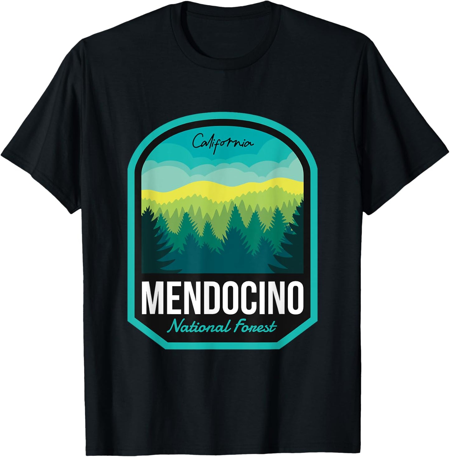 Mendocino National Forest CA T-Shirt - T-Shirt | Black