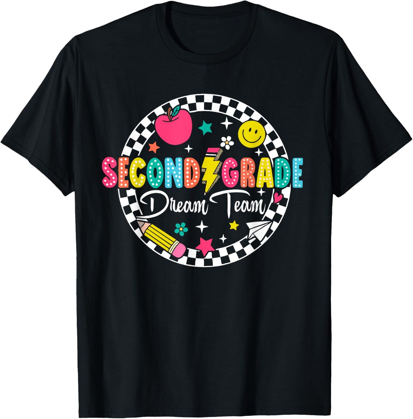 Second Grade Dream Team Bruh Back To School Tour (ON BACK) T-Shirt - T-Shirt | Black