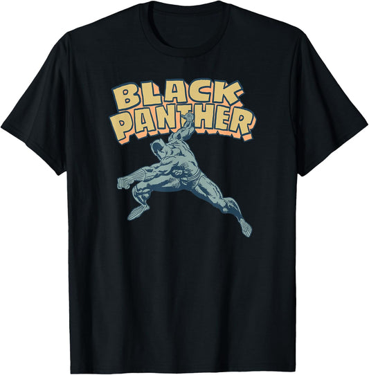 Amazon Essentials Men's MARVEL BLACK PANTHER COMIC POSE , Black, Small T-Shirt - T-Shirt | Black