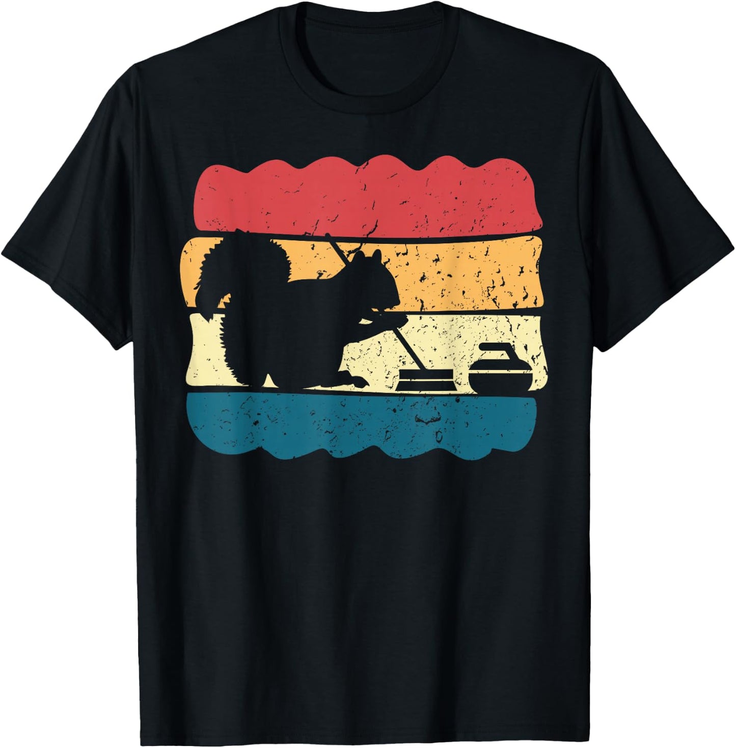 Curling Player Curler Sport Lover Curling Stone Squirrel T-Shirt - T-Shirt | Black
