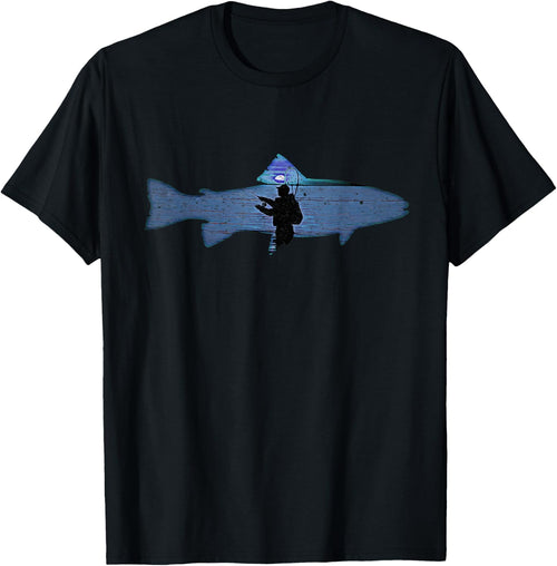Trout Fly Fishing Nature Outdoor Fisherman In Blue Sunset