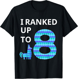 I Ranked Up To 8 Birthday Video Game Llama Piñata Birthday T-Shirt - T-Shirt | Black