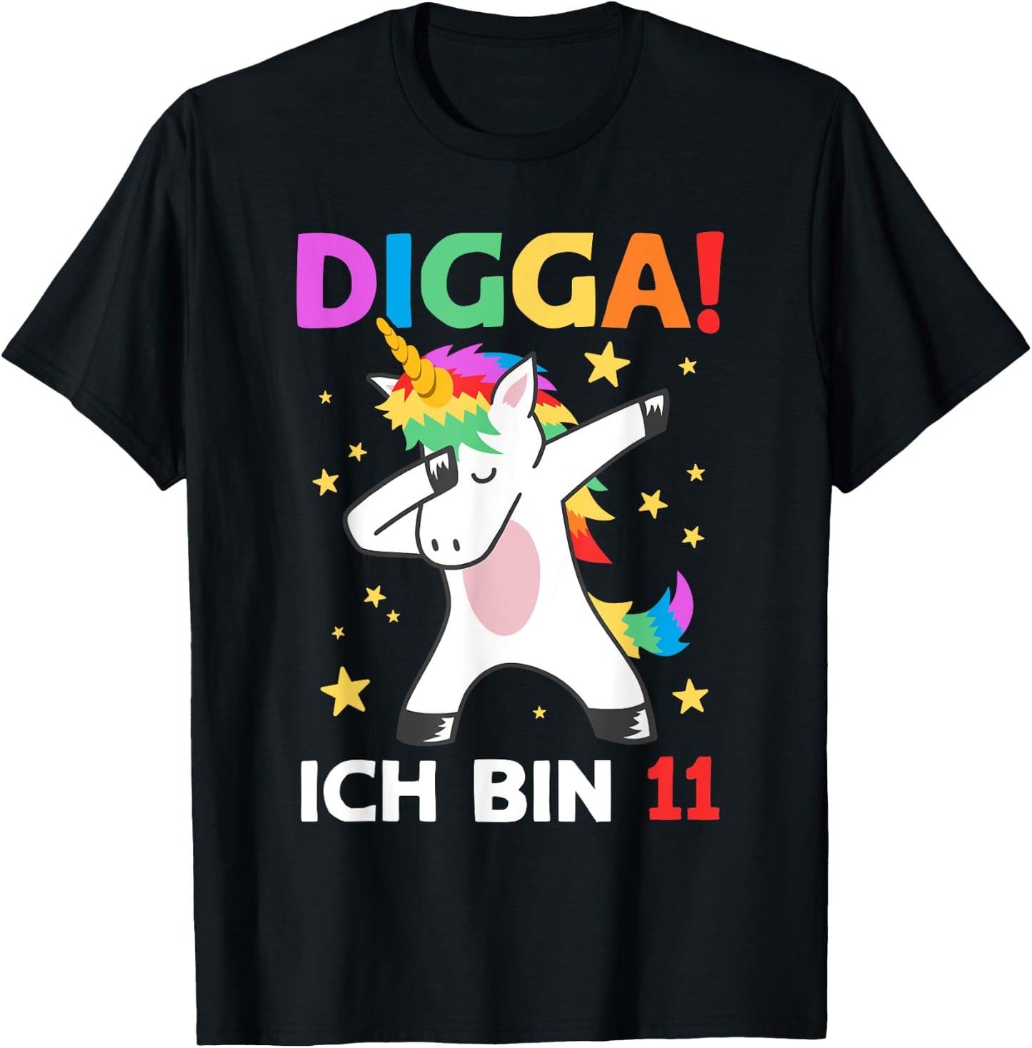 Digga Ich Bin 11 Jahre Dabbing Einhorn 11. Geburtstag T-Shirt - T-Shirt | Black