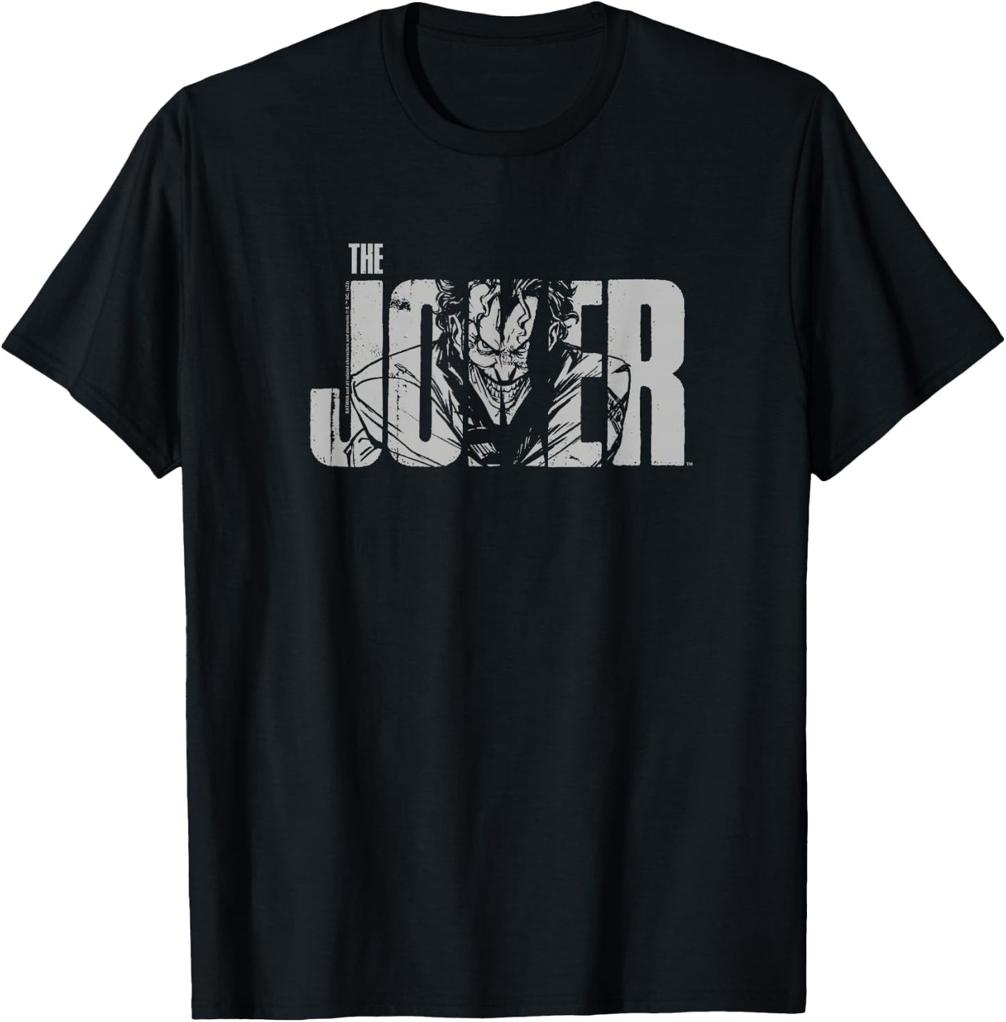Batman Joker Text on Grey T-Shirt - T-Shirt | Black