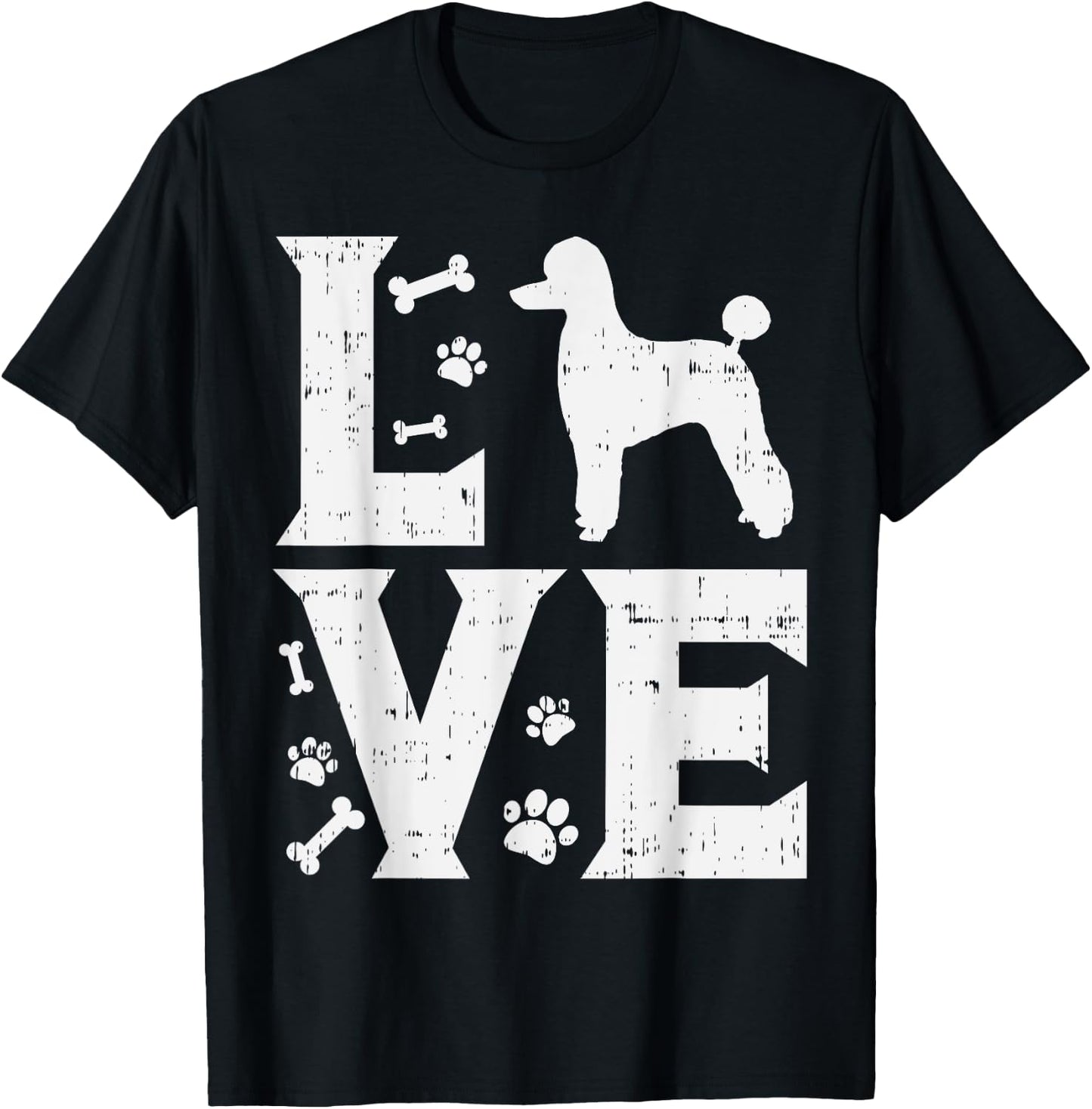 Love Poodle Standard Miniature Toy Pet Dog Lover Owner Gift Women Kids T-Shirt - T-Shirt | Black