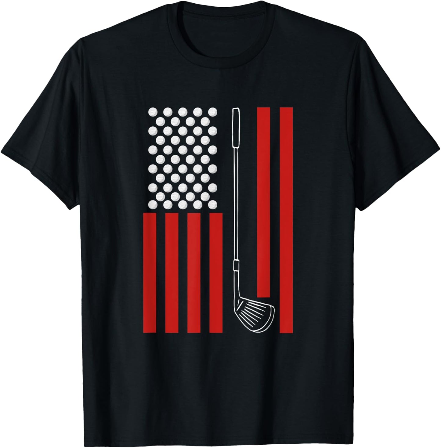 Retro American Flag Golf Gift Golfer Funny Golf T-Shirt - T-Shirt | Black