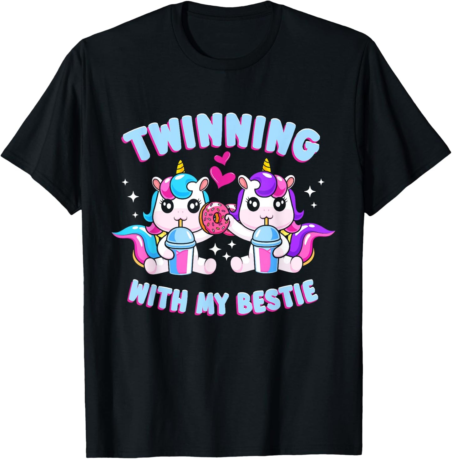 Friends Matching Twins Day Twinning With My Bestie T-Shirt - T-Shirt | Black