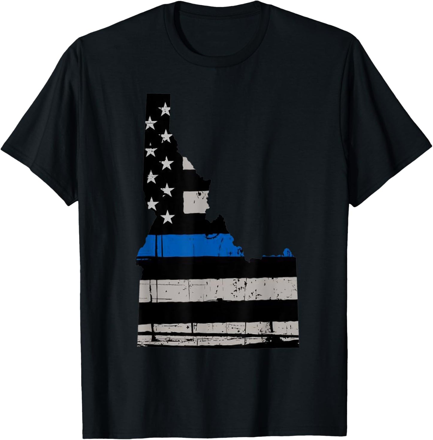 Support Law Enforcement Police Idaho Officers Blue T-Shirt - T-Shirt | Black