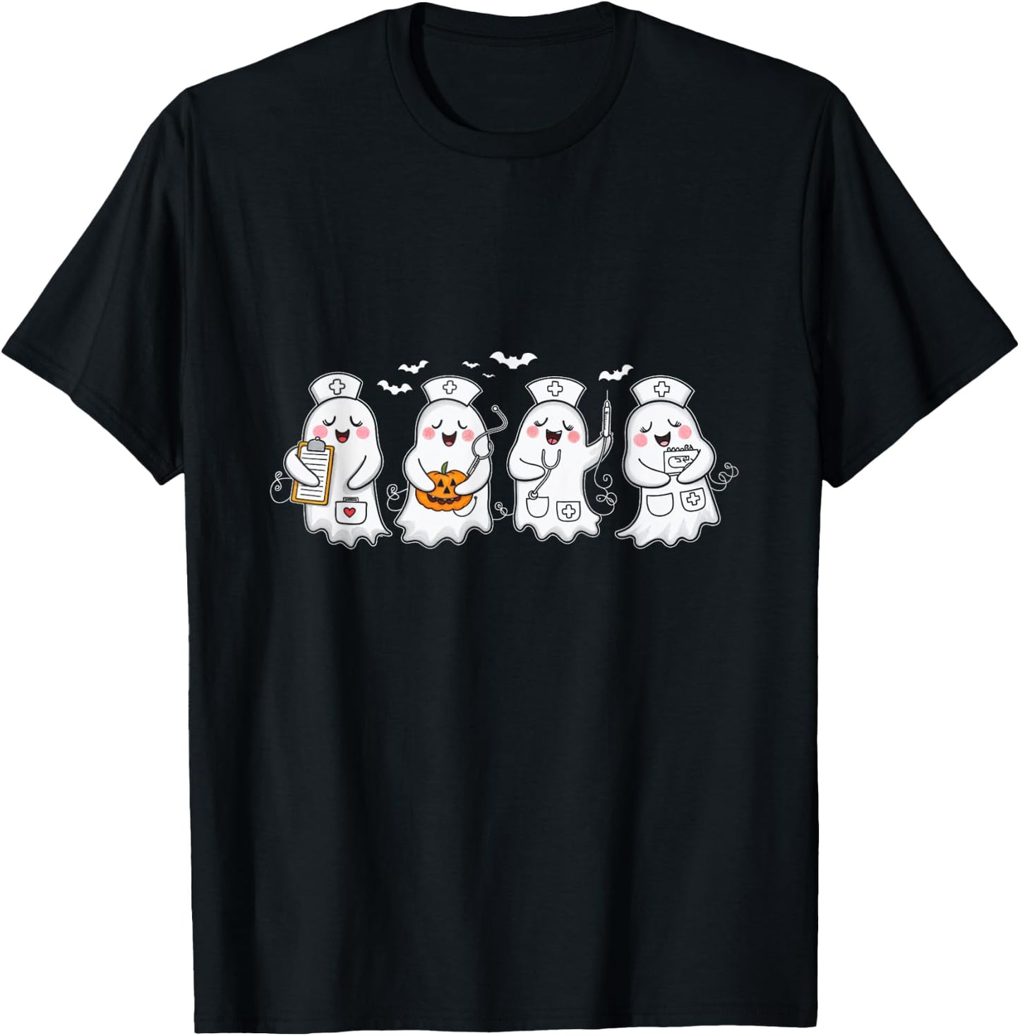 Ghost Nurses Halloween Costume Nurse Spooky Halloween T-Shirt - T-Shirt | Black