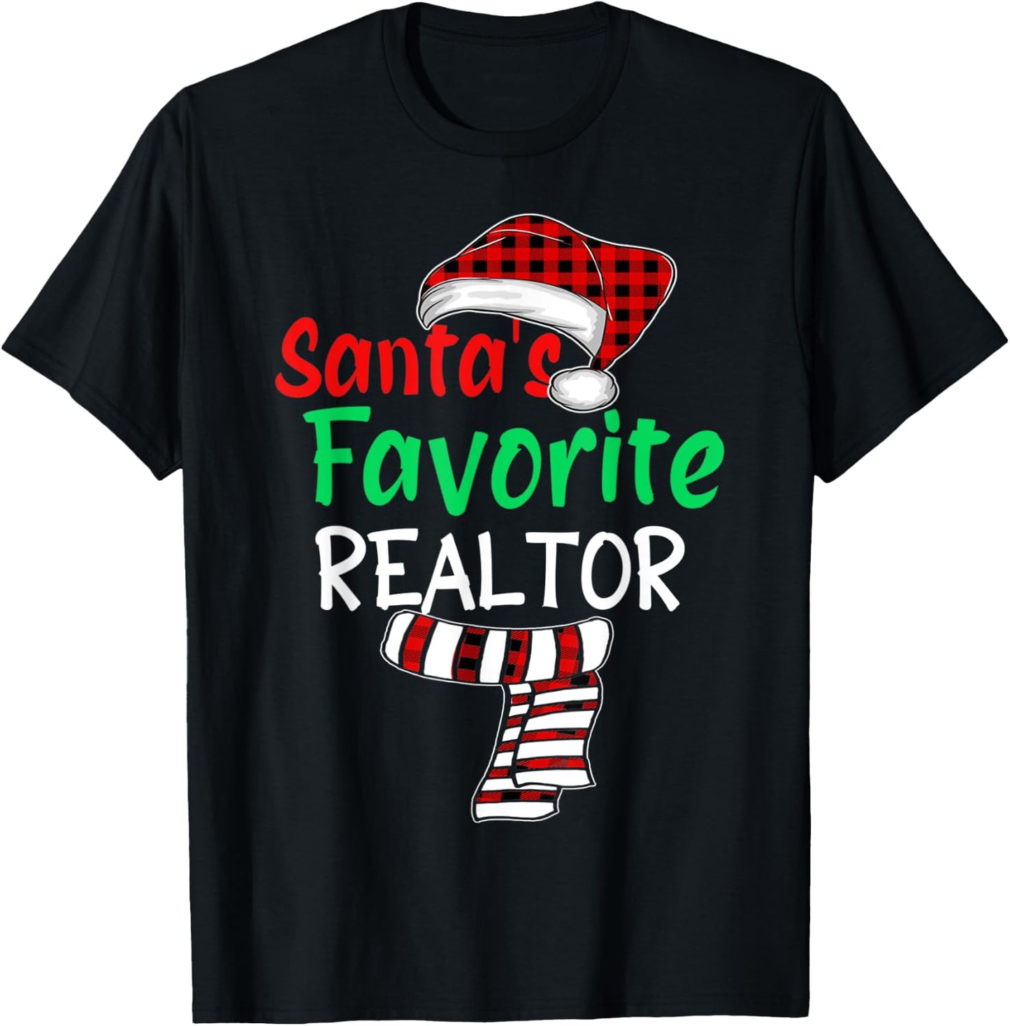 Christmas Pajama Santa Claus Shirt, Santa's Favorite Realtor T-Shirt - T-Shirt | Black