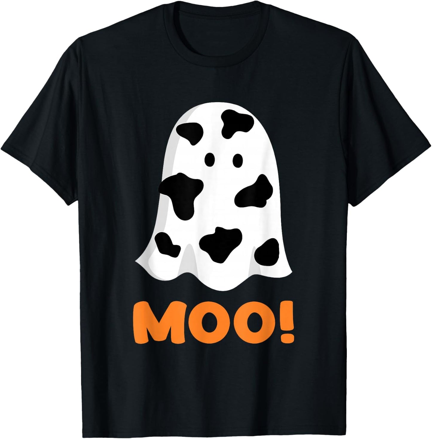 Funny cow print ghost with moo halloween costume T-Shirt - T-Shirt | Black