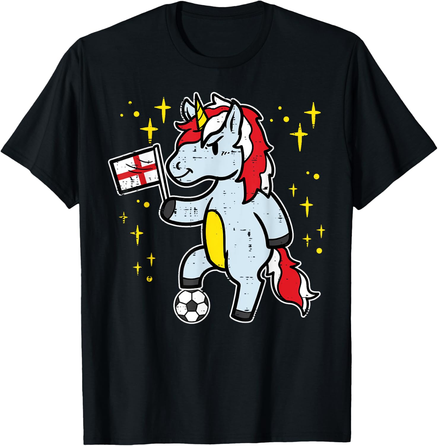 England Flag Unicorn Football Soccer Fan Women Girls Kids T-Shirt - T-Shirt | Black