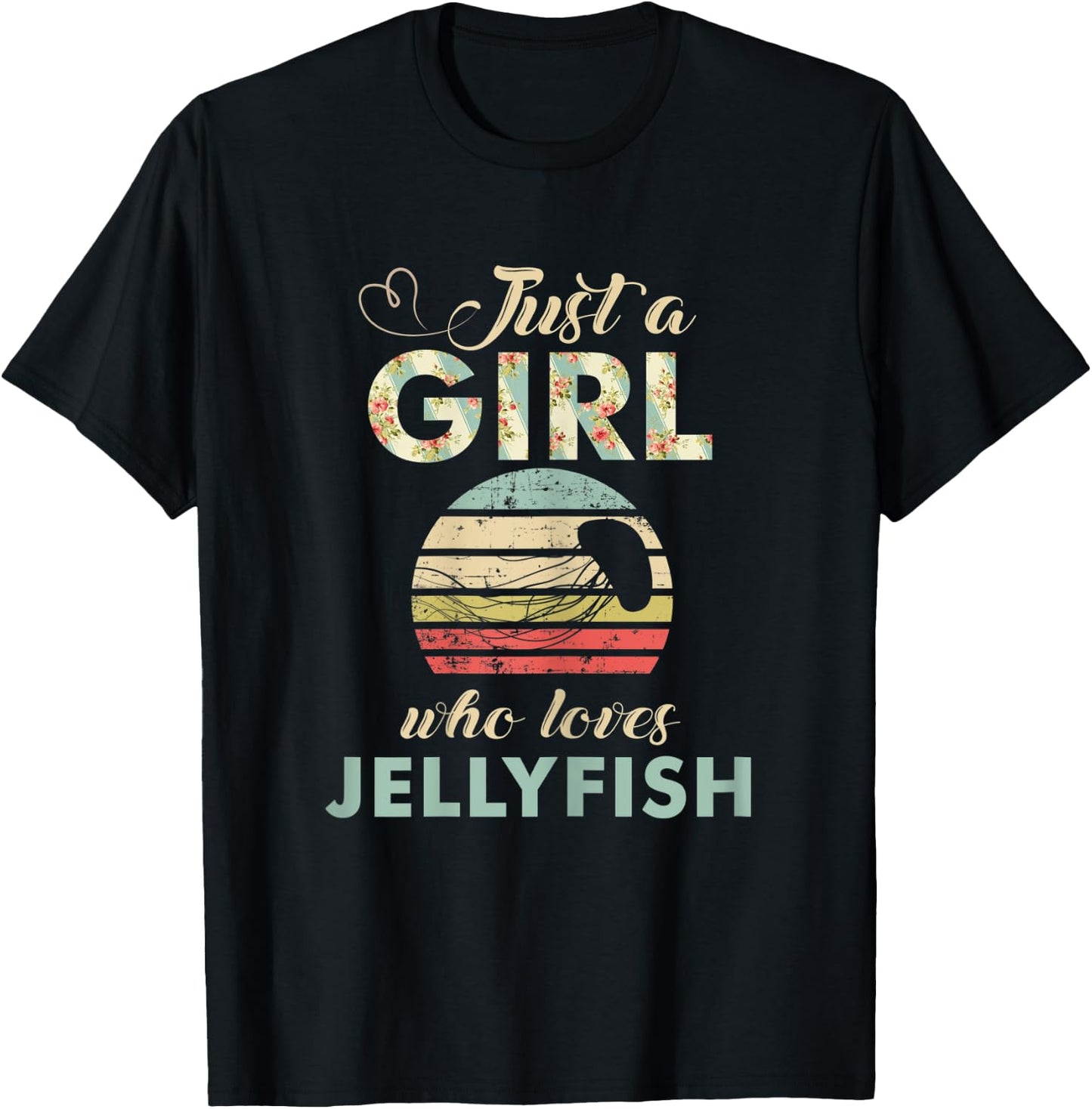 Just A Girl Who Loves Jelly Fishes Retro Jelly Fish T-Shirt - T-Shirt | Black