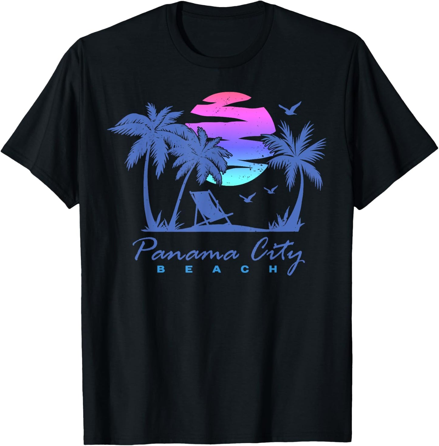 PANAMA CITY BEACH Florida Vacation Trip Retro Vintage Sunset T-Shirt - T-Shirt | Black