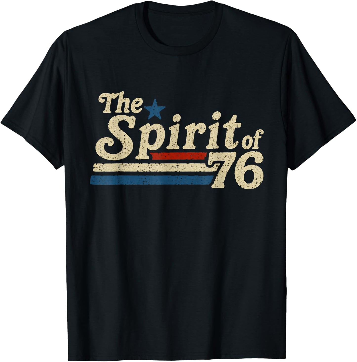 Retro Spirit of 76 250th Anniversary Patriotic 4th of July T-Shirt - T-Shirt | Black