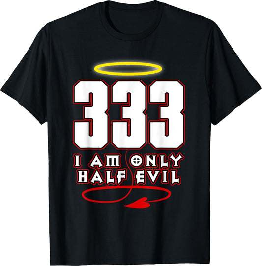 333 Shirt Funny Half Evil Angel Devil T-Shirt - T-Shirt | Black