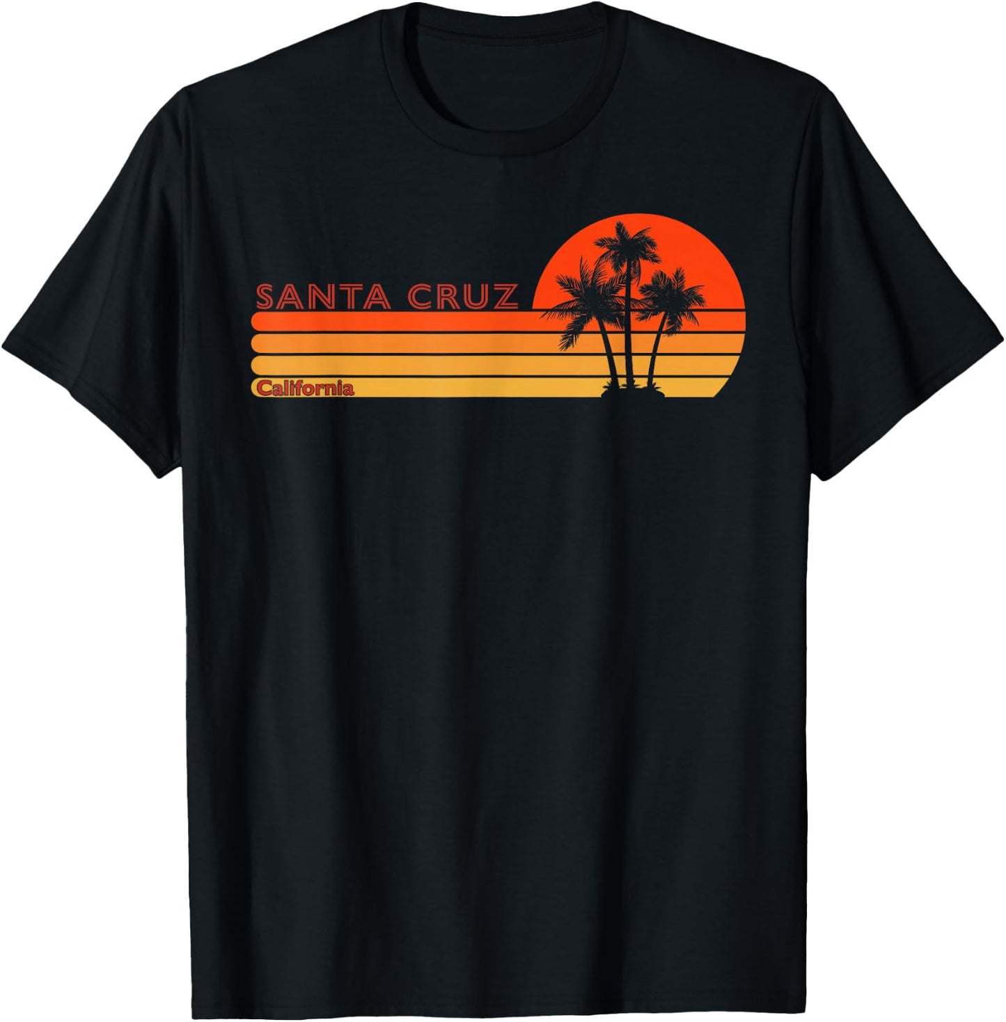 Santa Cruz California Retro Sunset Vintage , black T-Shirt - T-Shirt | Black